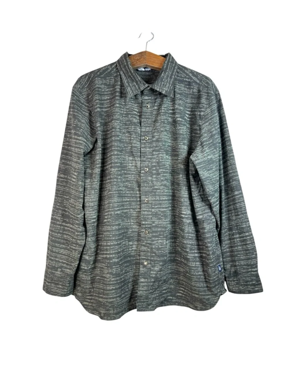 The North Face Shirt Mens Button Up Long Sleeve Shirt Gray Marled Outdoor Sz XXL